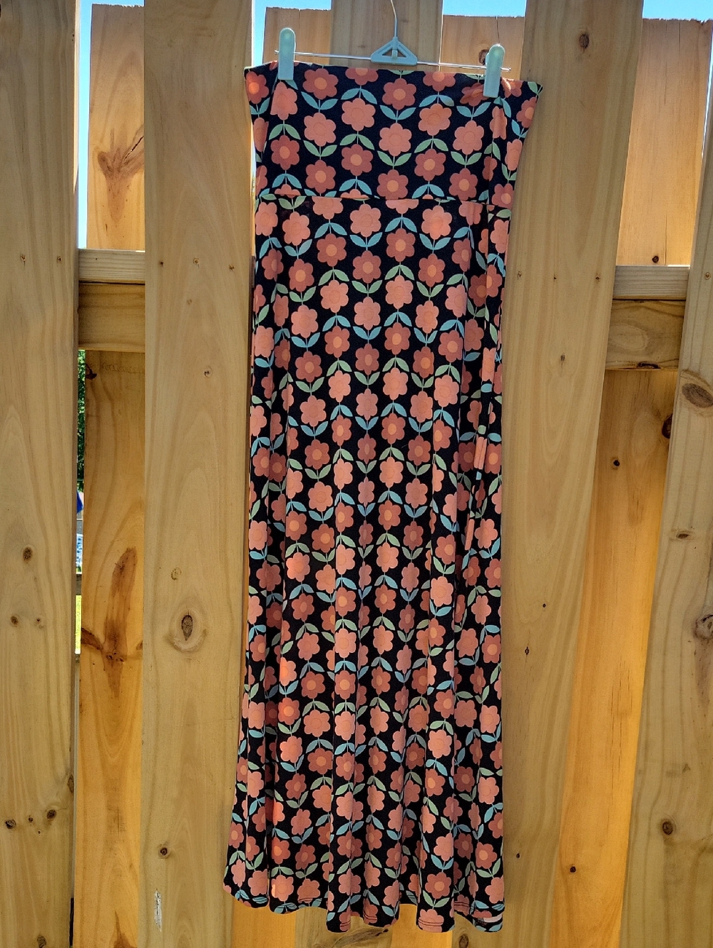 LuLaRoe Maxi Skirt in Black with Peach Floral Print
